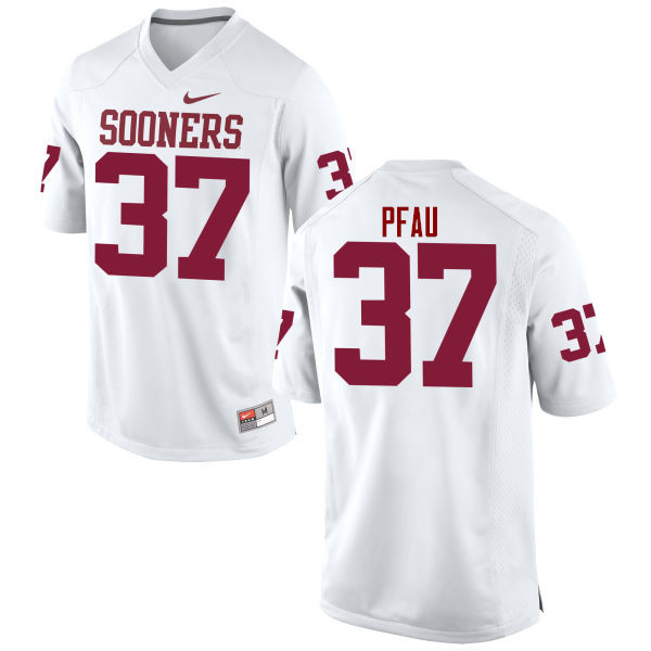 Men Oklahoma Sooners #37 Kyle Pfau College Football Jerseys Game-White - Click Image to Close